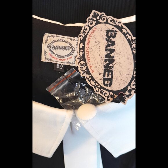 NEW - Banned Retro brand vintage style top, Black & White, XSmall - Picture 4 of 4
